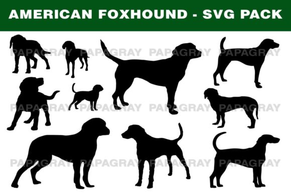 American Foxhound Dog Silhouette Pack