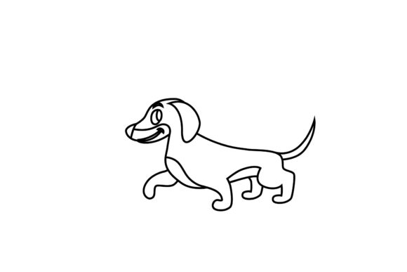 Coloring Page Cute Dog Illustration