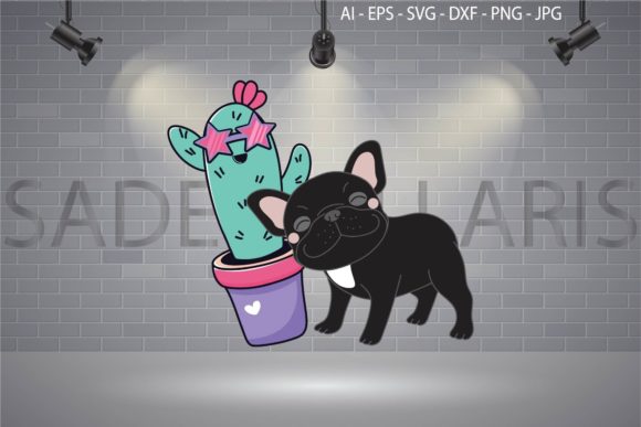 Dog Black and Cactus