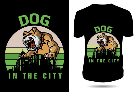 Dog in the City Tshirt Design Template