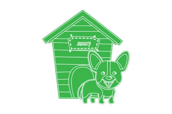 Dog with His House Green Icon
