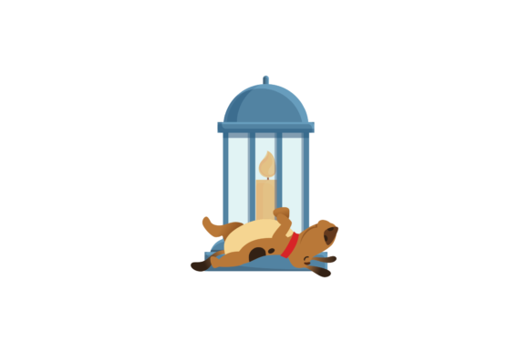 Dogs Sleep in Front of Candles Svg