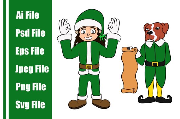 Green Elf Boy Dog Cartoon Character