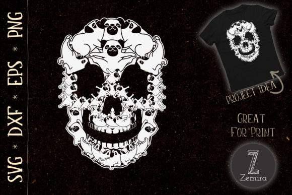 Pug Dog Halloween Skull Design