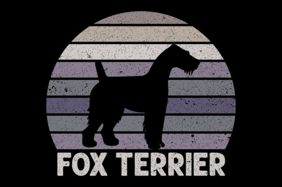 Retro Vintage Sunset Dog T-shirt Design Fox Terrier